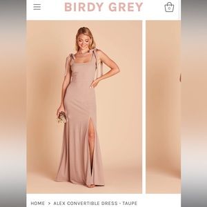 NWT NEVER WORN Birdy Grey “Alex” Convertible Bridesmaids Dress in Taupe! Size M!